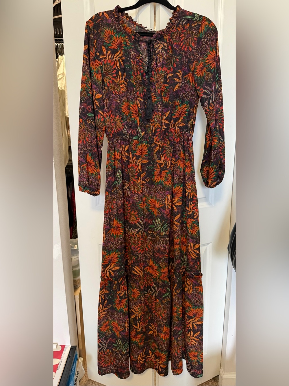 H&M Floral Maxi Dress in Orange, Green and Brown